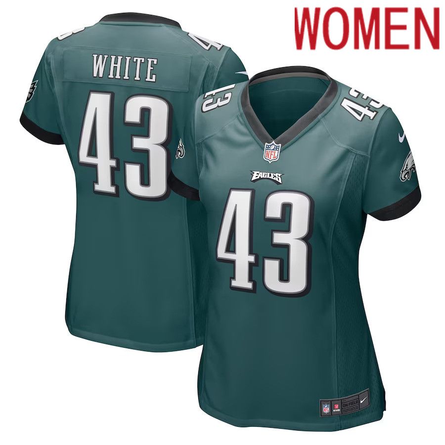 Women Philadelphia Eagles #43 Kyzir White Nike Midnight Green Game NFL Jersey